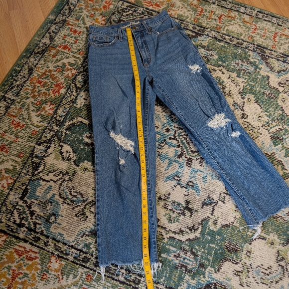 Women's Blue Distressed Jeans - Picture 5 of 12